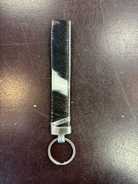 Black and White Hair-On Leather Key chain